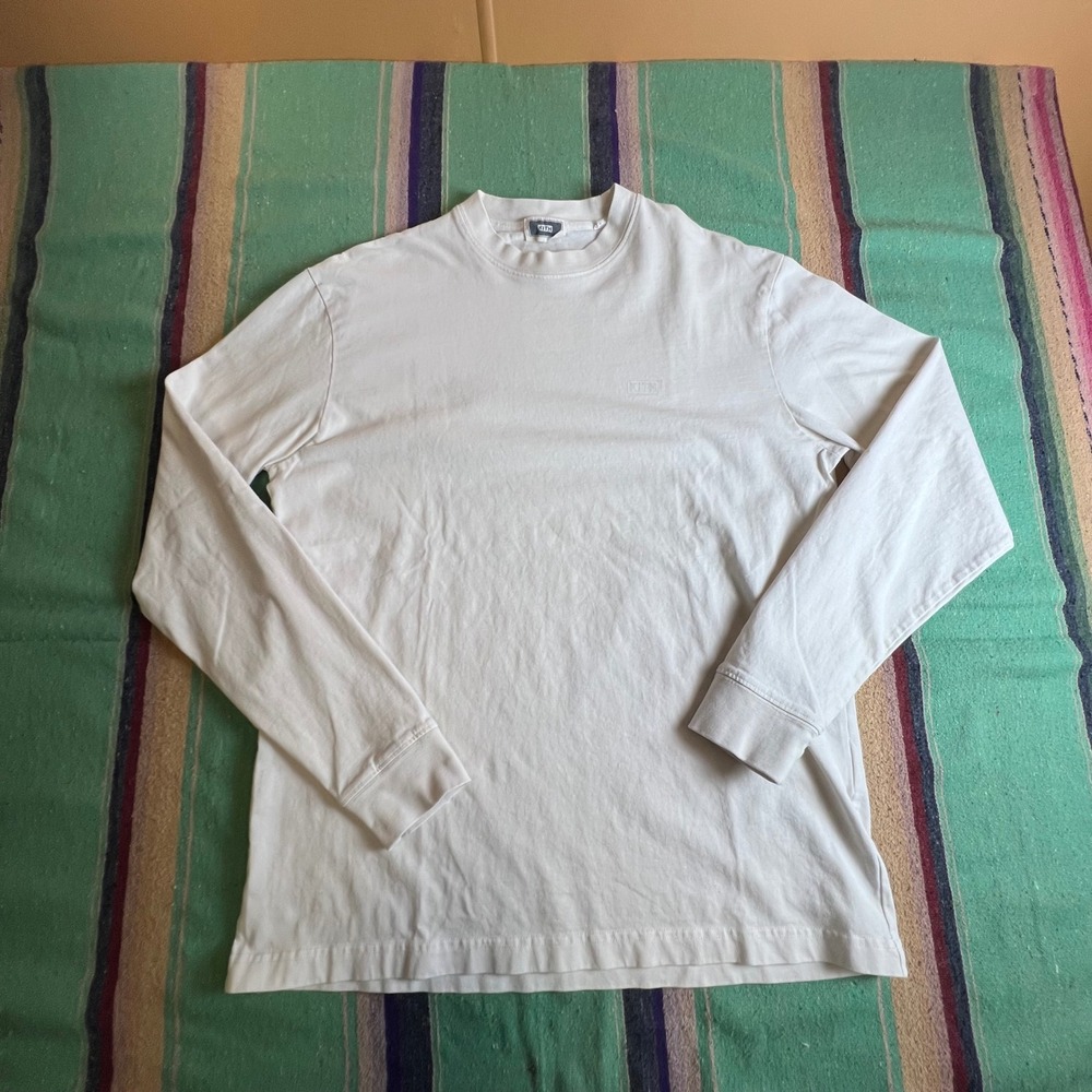 Kith Lax Long Sleeve Tee Mens Medium Off White Tonal Box Logo KHM030632